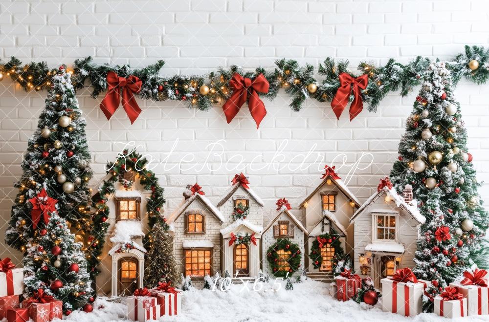 Kate Snowy Village Christmas Trees Backdrop Designed by Patty Roberts - Kate Backdrop AU