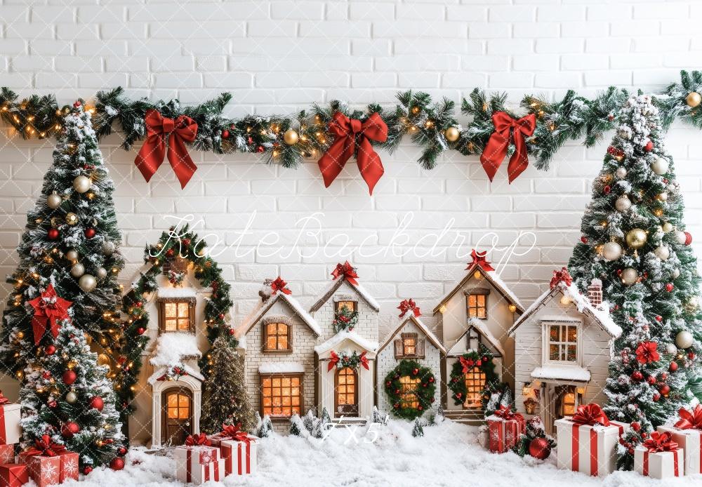Kate Snowy Village Christmas Trees Backdrop Designed by Patty Roberts - Kate Backdrop AU