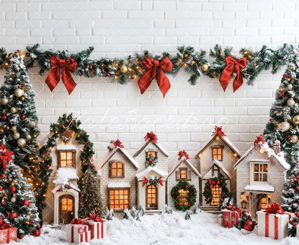 Kate Snowy Village Christmas Trees Backdrop Designed by Patty Roberts - Kate Backdrop AU