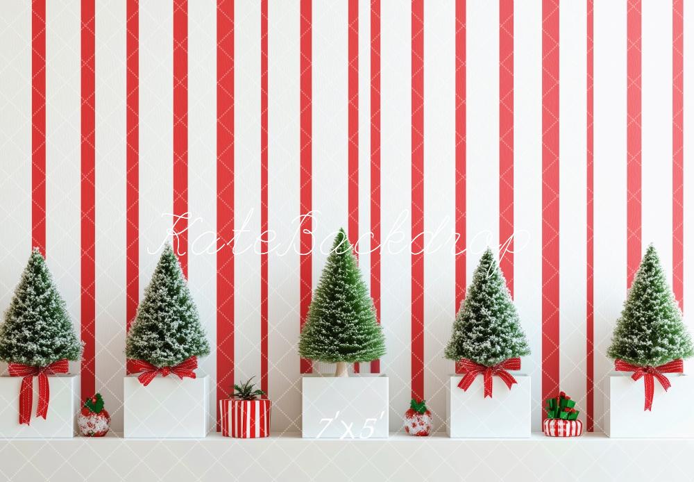 Kate Striped Wall Mini Christmas Trees Backdrop Designed by Patty Robert - Kate Backdrop AU