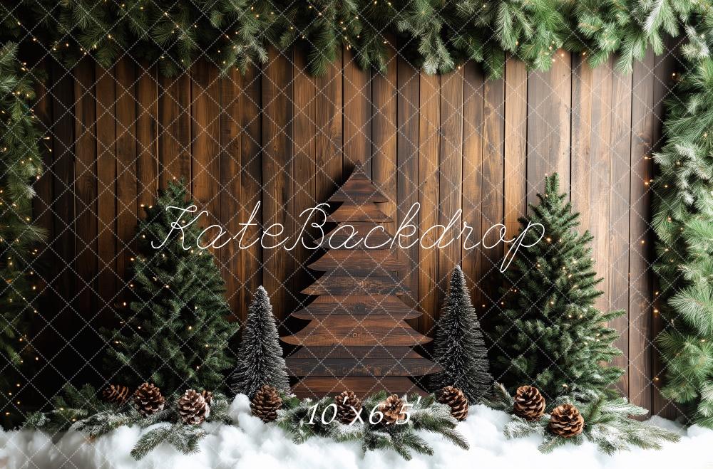 Kate Wooden Christmas Tree Pinecones Backdrop Designed by Patty Robert - Kate Backdrop AU