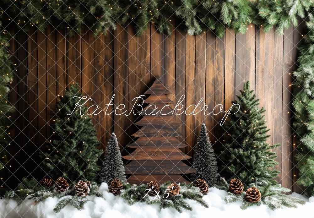 Kate Wooden Christmas Tree Pinecones Backdrop Designed by Patty Robert - Kate Backdrop AU
