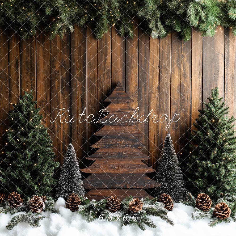 Kate Wooden Christmas Tree Pinecones Backdrop Designed by Patty Robert - Kate Backdrop AU