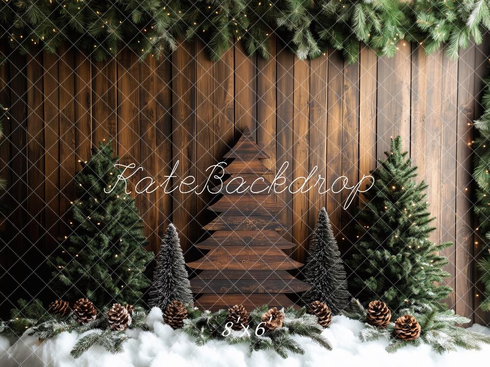 Kate Wooden Christmas Tree Pinecones Backdrop Designed by Patty Robert - Kate Backdrop AU