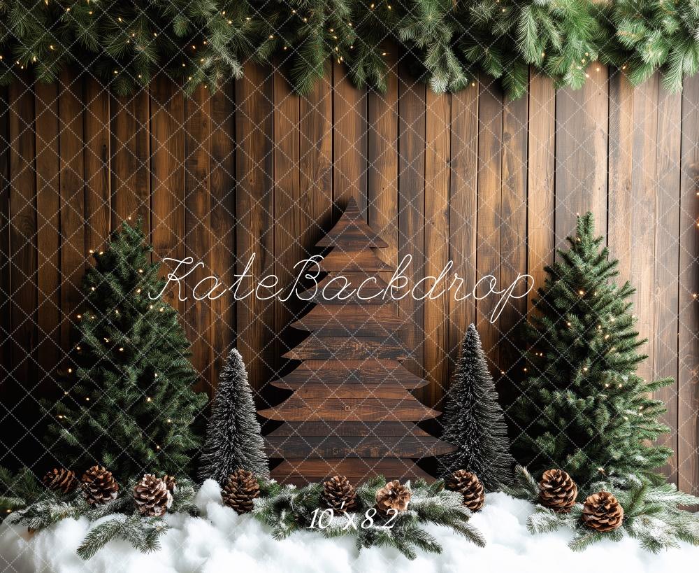 Kate Wooden Christmas Tree Pinecones Backdrop Designed by Patty Robert - Kate Backdrop AU