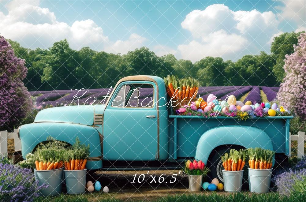 Kate Easter Teal Truck Backdrop Designed by Mini MakeBelieve - Kate Backdrop AU