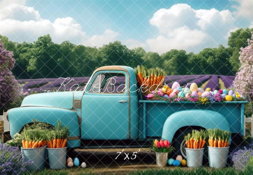 Kate Easter Teal Truck Backdrop Designed by Mini MakeBelieve - Kate Backdrop AU