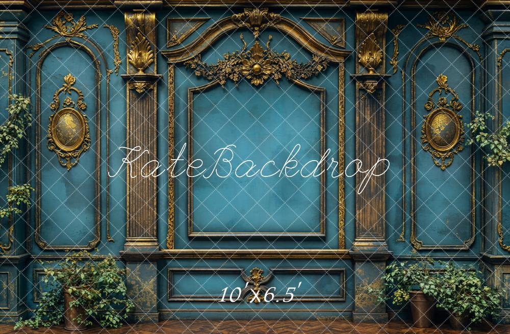 Kate Vintage Wall Elegant Blue Backdrop Designed by Emetselch - Kate Backdrop AU
