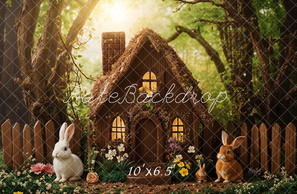 Kate Easter Forest Bunny Cottage Backdrop Designed by Emetselch - Kate Backdrop AU