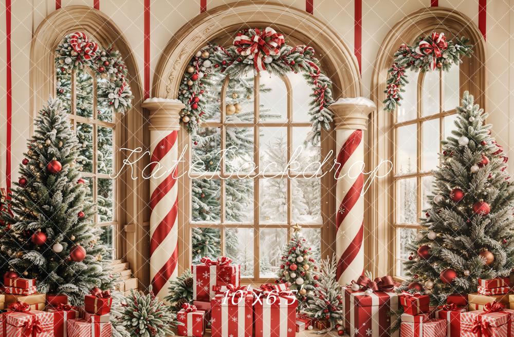 Kate Christmas Tree Arched Window Backdrop Designed by Emetselch - Kate Backdrop AU