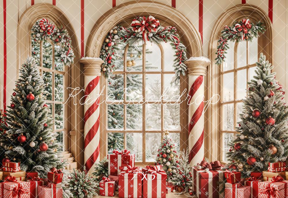 Kate Christmas Tree Arched Window Backdrop Designed by Emetselch - Kate Backdrop AU