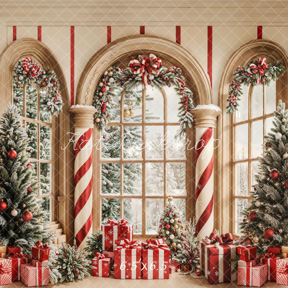 Kate Christmas Tree Arched Window Backdrop Designed by Emetselch - Kate Backdrop AU