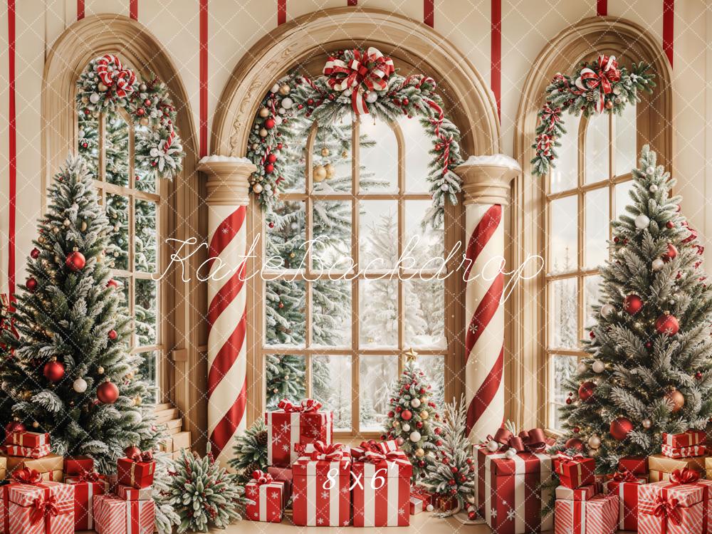 Kate Christmas Tree Arched Window Backdrop Designed by Emetselch - Kate Backdrop AU
