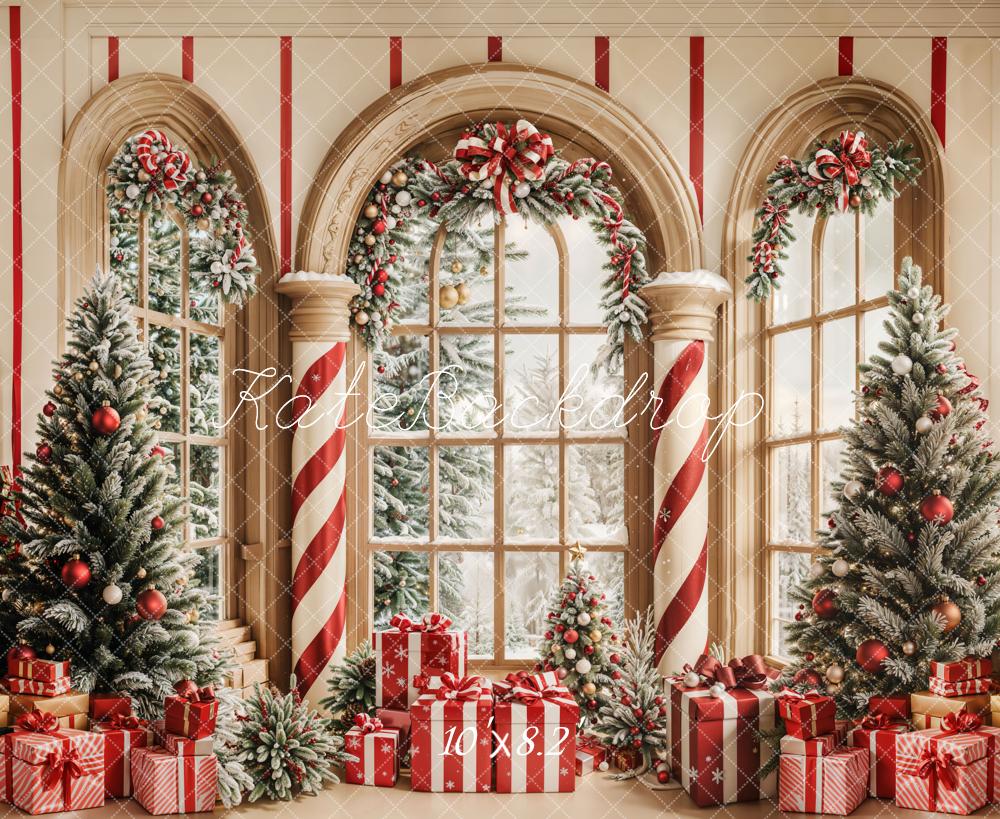Kate Christmas Tree Arched Window Backdrop Designed by Emetselch - Kate Backdrop AU