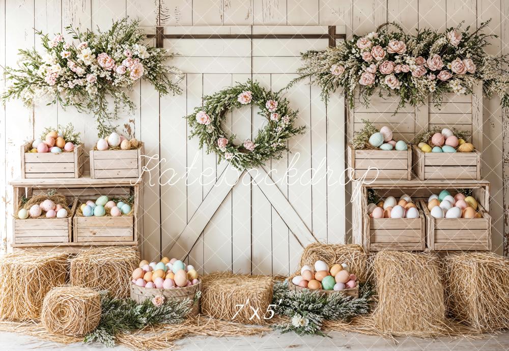 Kate Easter Floral Egg Farmhouse Backdrop Designed by Emetselch - Kate Backdrop AU