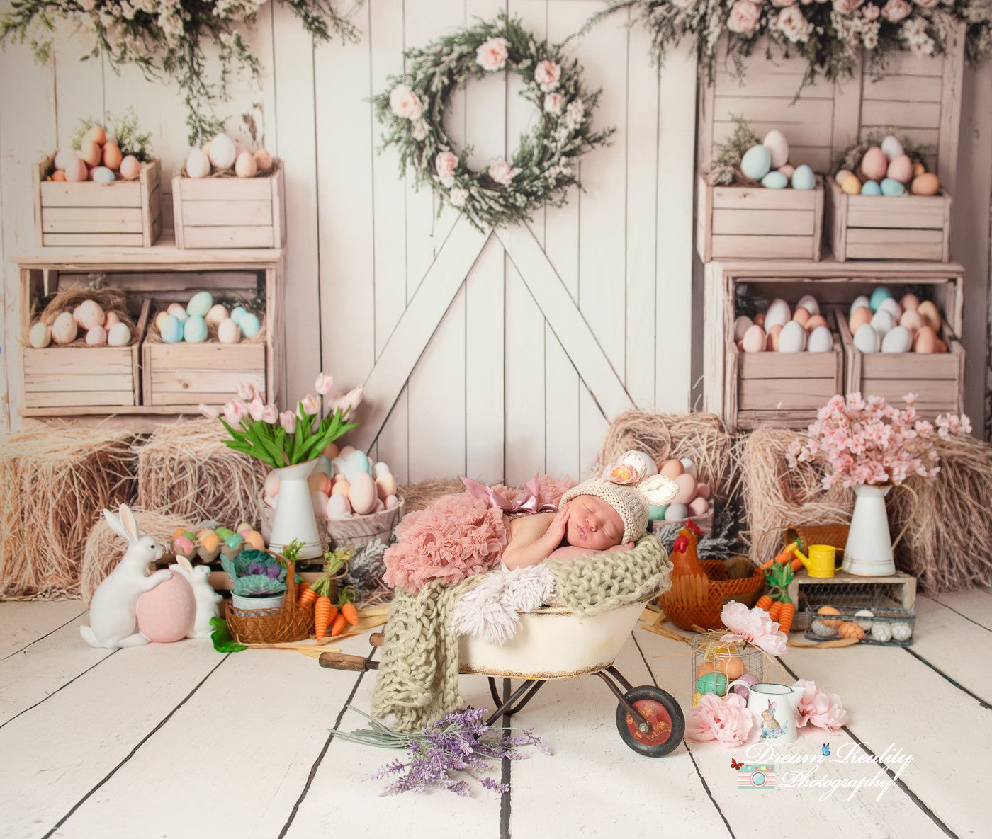 Kate Easter Floral Egg Farmhouse Backdrop Designed by Emetselch - Kate Backdrop AU