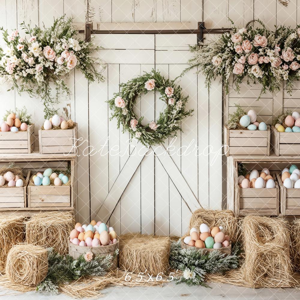 Kate Easter Floral Egg Farmhouse Backdrop Designed by Emetselch - Kate Backdrop AU