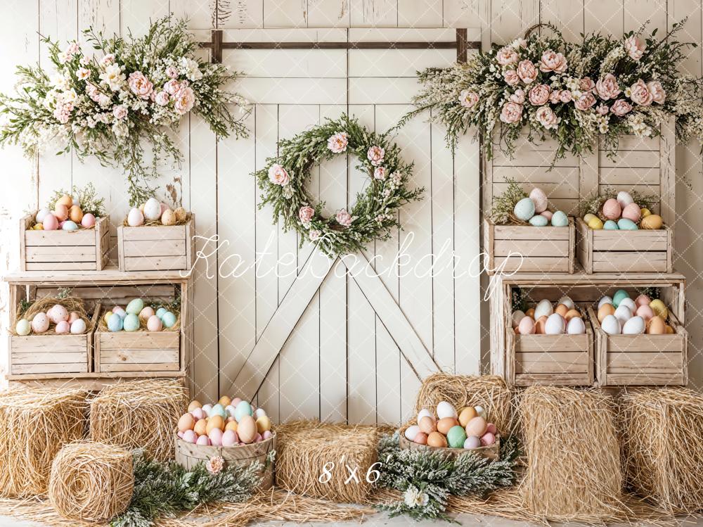 Kate Easter Floral Egg Farmhouse Backdrop Designed by Emetselch - Kate Backdrop AU