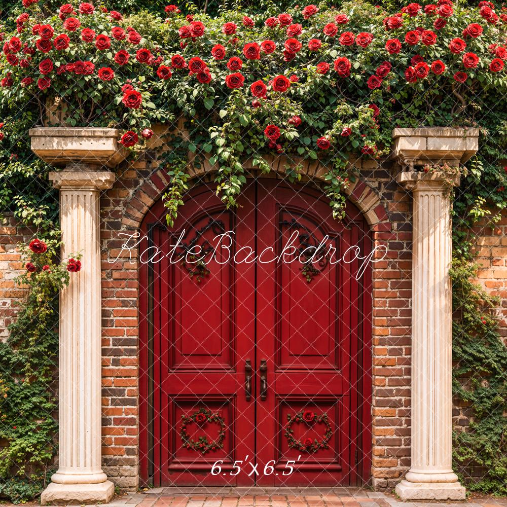 Kate Spring Flowers Red Gate Backdrop Designed by Chain Photography - Kate Backdrop AU