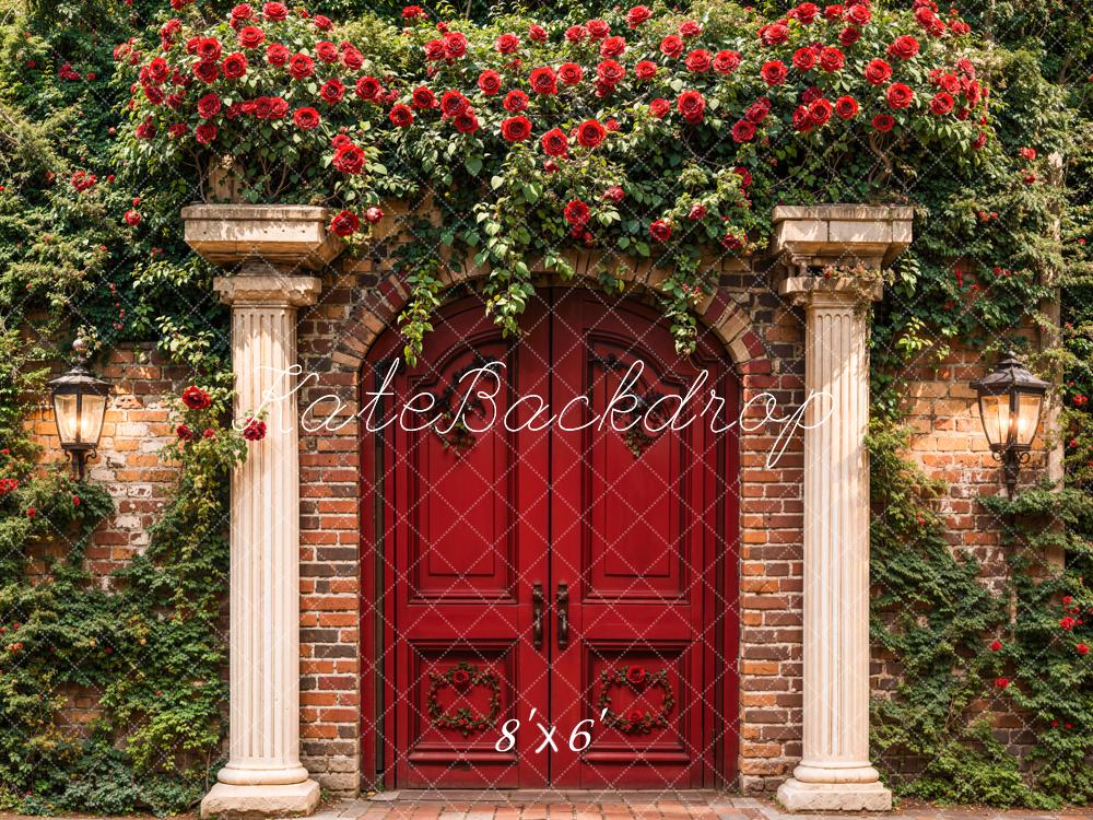Kate Spring Flowers Red Gate Backdrop Designed by Chain Photography - Kate Backdrop AU