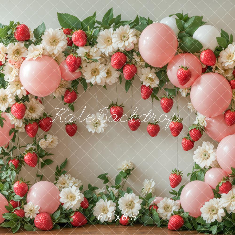 Kate Spring Strawberry Flower Balloon Arch Backdrop Designed by Emetselch - Kate Backdrop AU