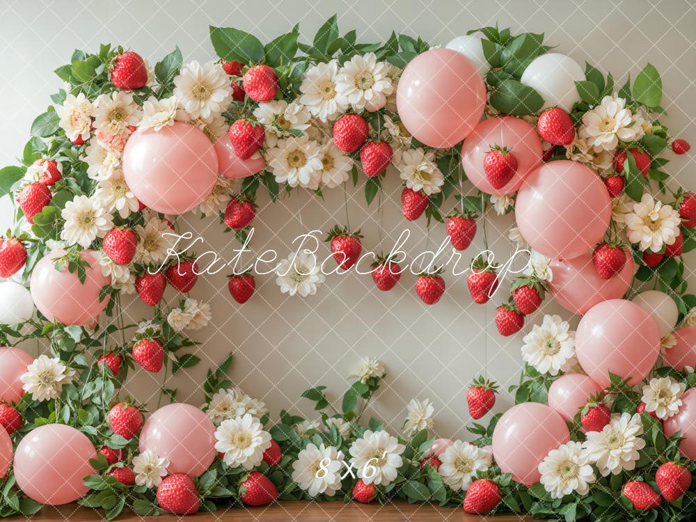 Kate Spring Strawberry Flower Balloon Arch Backdrop Designed by Emetselch - Kate Backdrop AU