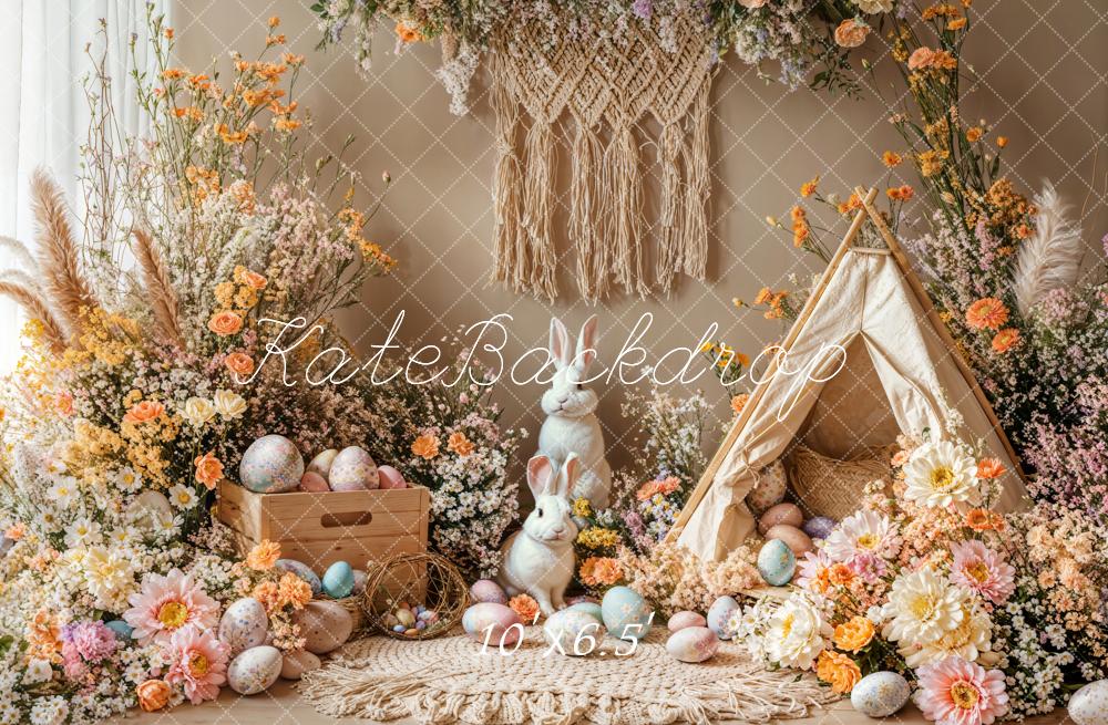 Kate Easter Bunny Boho Eggs Backdrop Designed by Emetselch