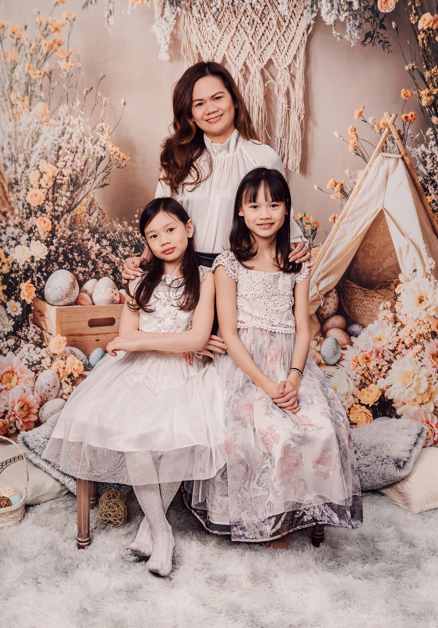 Kate Easter Bunny Boho Eggs Backdrop Designed by Emetselch