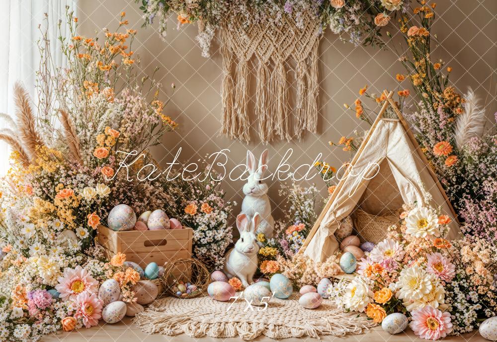 Kate Easter Bunny Boho Eggs Backdrop Designed by Emetselch