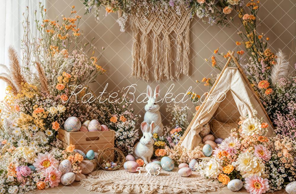 Kate Easter Bunny Boho Eggs Backdrop Designed by Emetselch