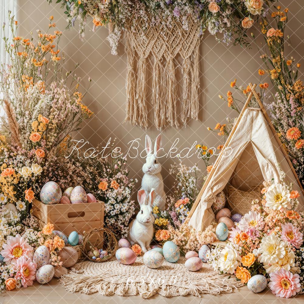 Kate Easter Bunny Boho Eggs Backdrop Designed by Emetselch