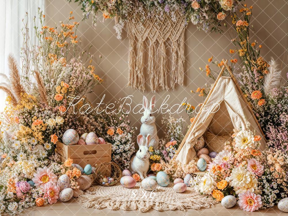 Kate Easter Bunny Boho Eggs Backdrop Designed by Emetselch