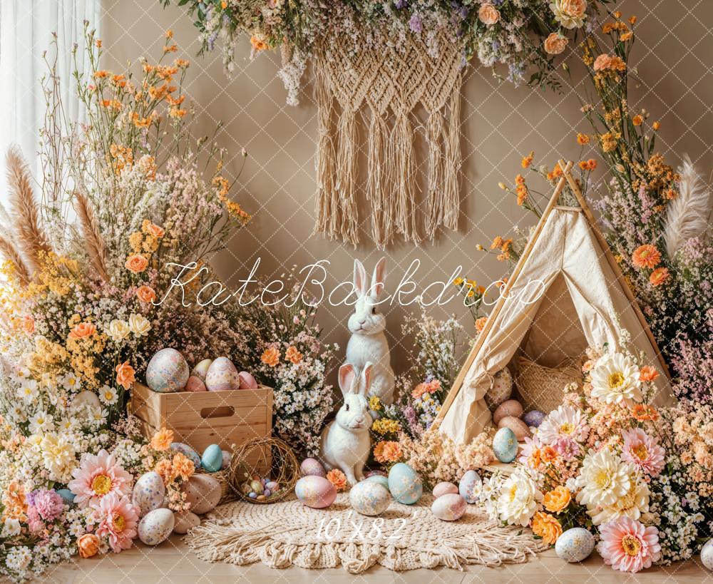 Kate Easter Bunny Boho Eggs Backdrop Designed by Emetselch