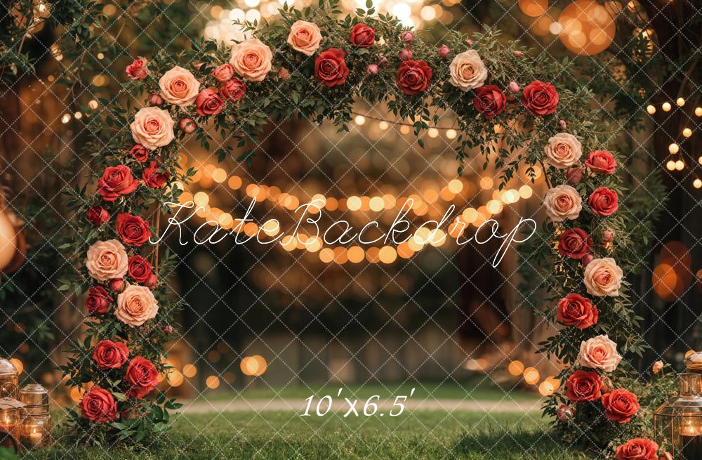 Kate Valentine's Day Flower Arch Backdrop Grassland Designed by Emetselch