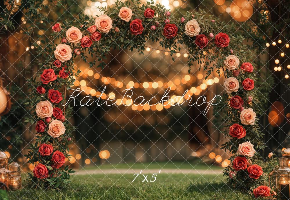 Kate Valentine's Day Flower Arch Backdrop Grassland Designed by Emetselch
