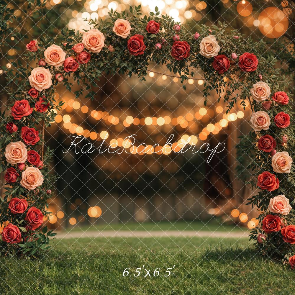 Kate Valentine's Day Flower Arch Backdrop Grassland Designed by Emetselch - Kate Backdrop AU