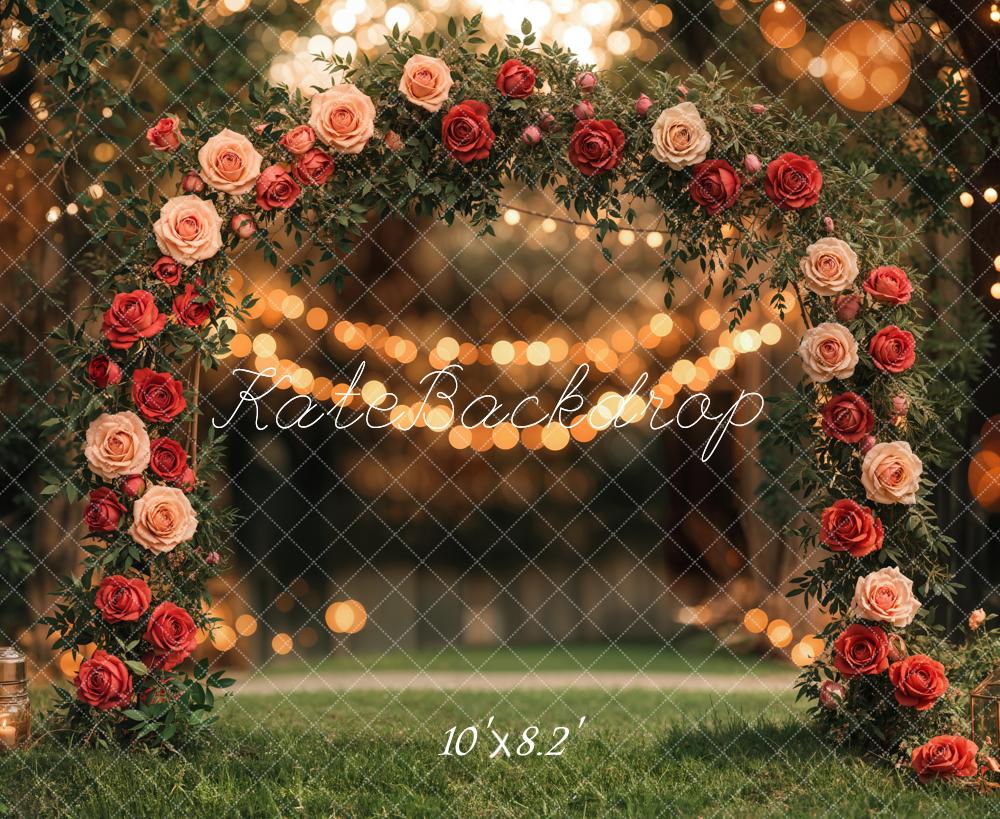 Kate Valentine's Day Flower Arch Backdrop Grassland Designed by Emetselch - Kate Backdrop AU