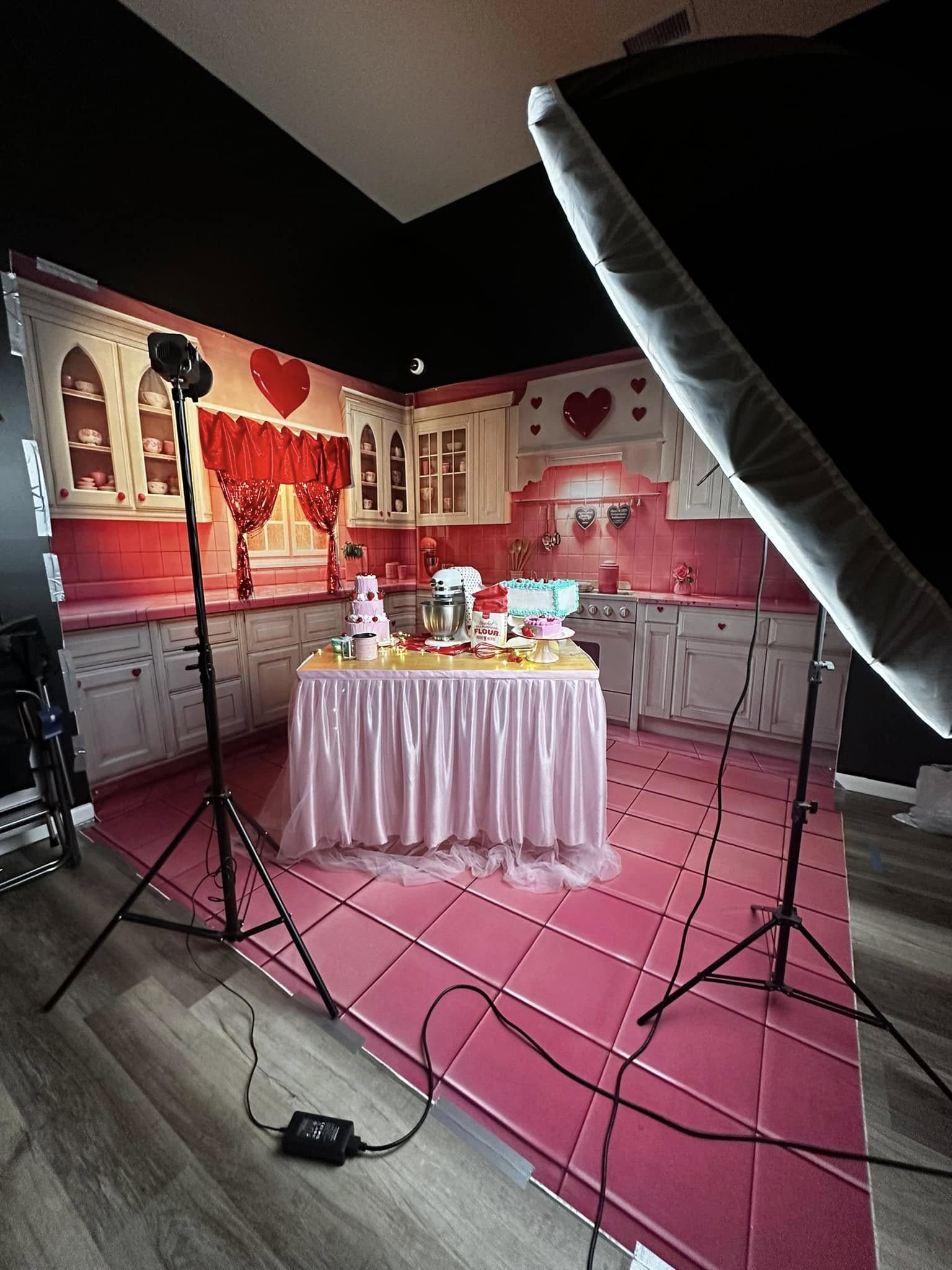 Kate Pink Valentine's Day Kitchen Room Set(8ftx8ft&10ftx8ft&8ftx10ft) - Kate Backdrop AU