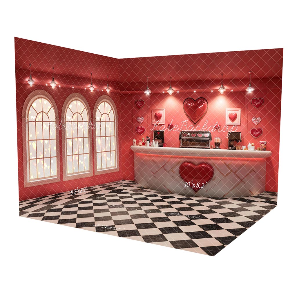 Kate Valentine's Day Drinks Bar Room Set(8ftx8ft&10ftx8ft&8ftx10ft) - Kate Backdrop AU