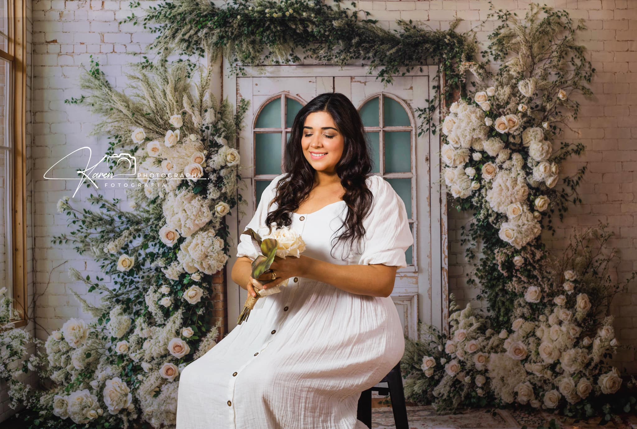 Kate Spring Wedding Floral Door Backdrop Designed by Emetselch