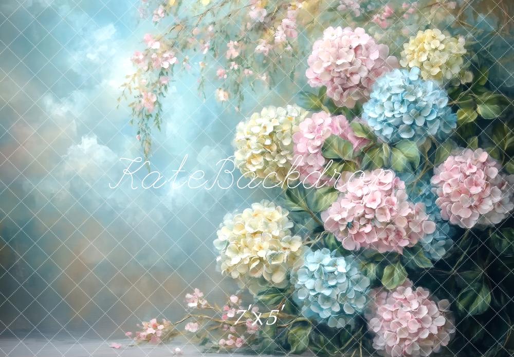 Kate Fine Art Pastel Hydrangea Floral Backdrop Designed by Lidia Redekopp
