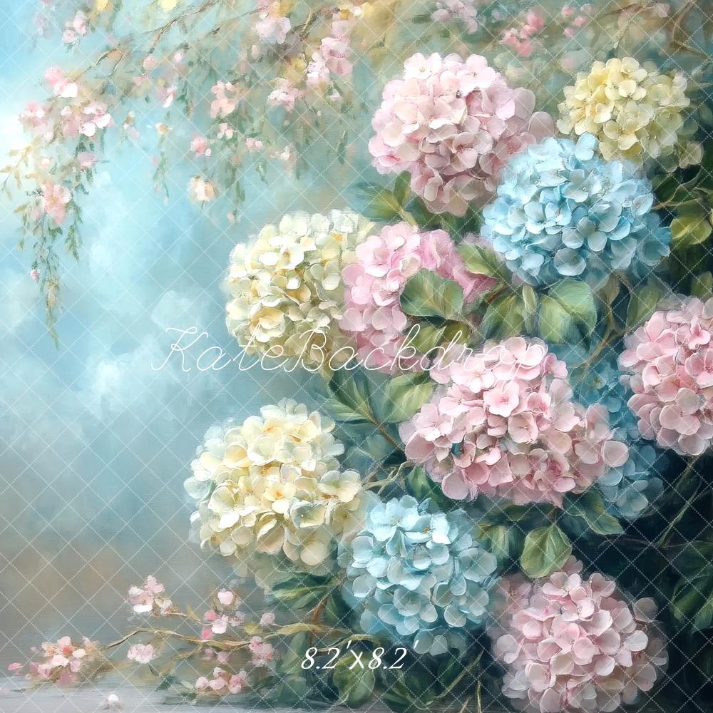 Kate Fine Art Pastel Hydrangea Floral Backdrop Designed by Lidia Redekopp