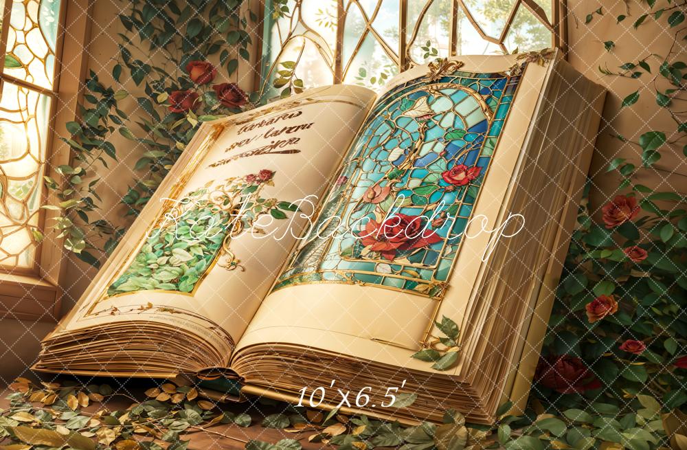 Kate Valentine Fantasy Book Roses Backdrop Designed by Chain Photography