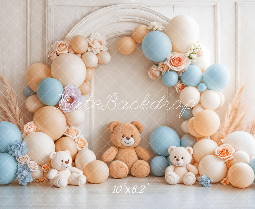 Kate Bear Balloon Arch Boho Backdrop Designed by Emetselch - Kate Backdrop AU