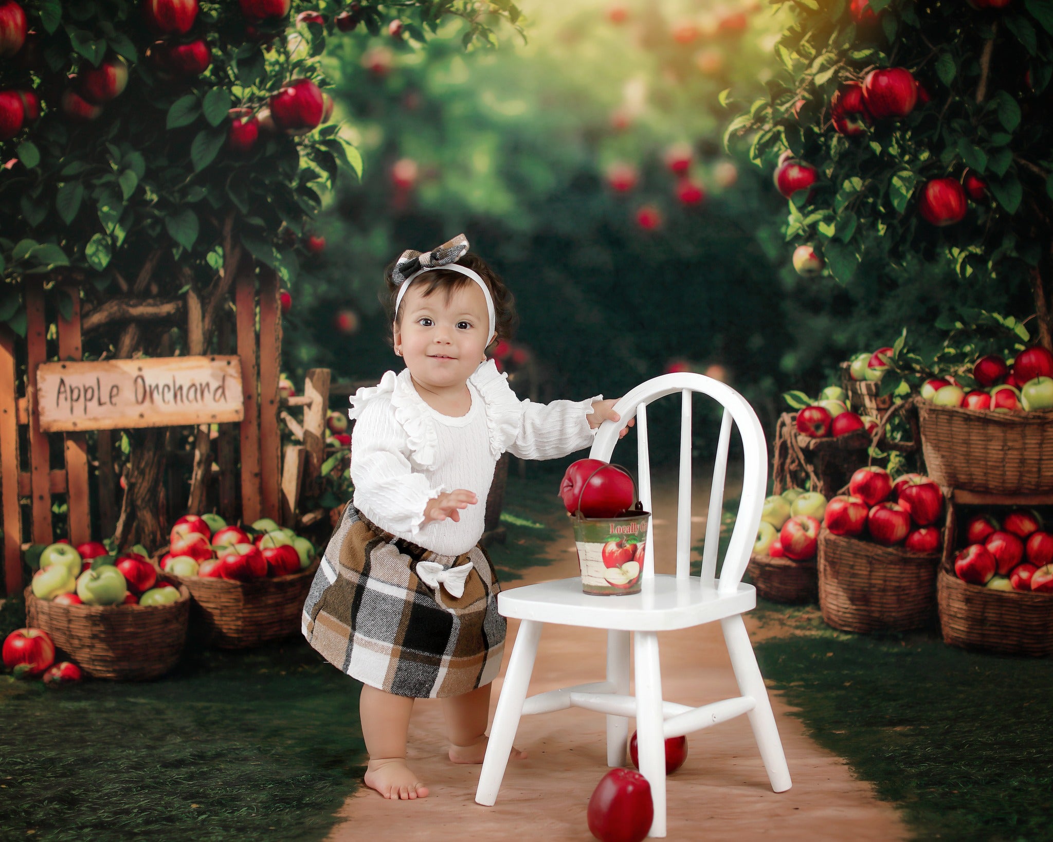 Kate Apple Orchard Trees Baskets Backdrop Designed by Emetselch