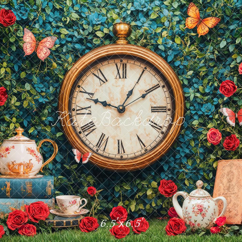 Kate Vintage Clock Tea Party Backdrop Designed by Emetselch - Kate Backdrop AU
