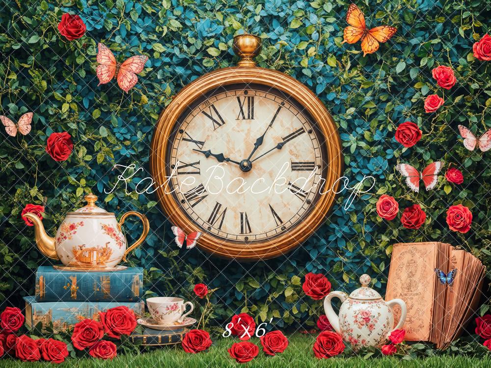 Kate Vintage Clock Tea Party Backdrop Designed by Emetselch - Kate Backdrop AU