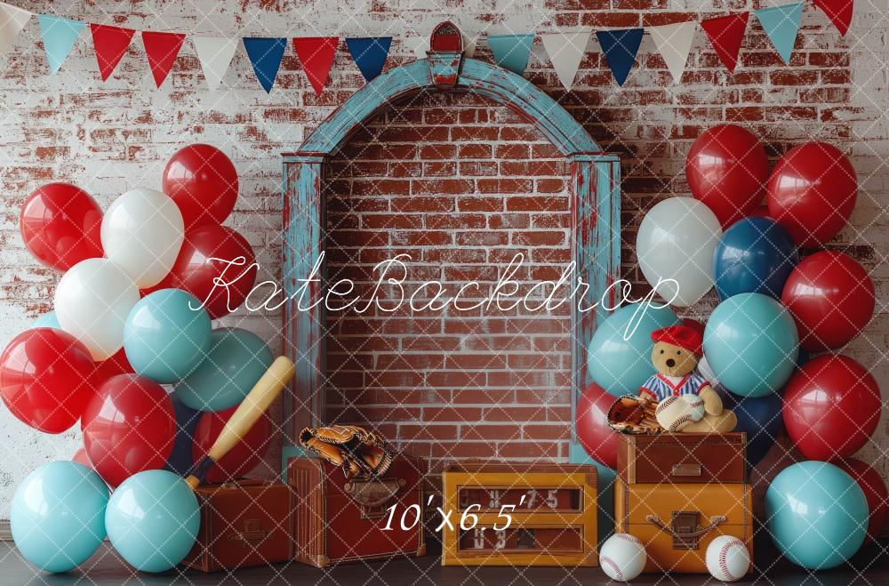 Kate Baseball Interior Cake Smash Backdrop Designed by Mini MakeBelieve - Kate Backdrop AU