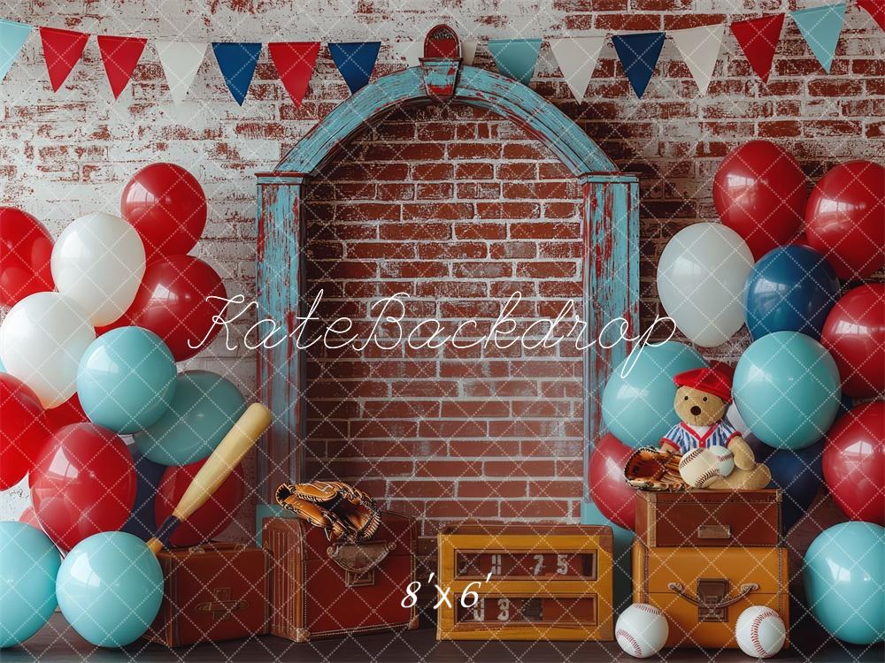Kate Baseball Interior Cake Smash Backdrop Designed by Mini MakeBelieve - Kate Backdrop AU
