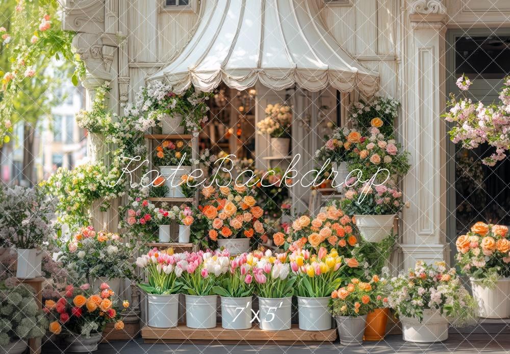 Kate White Spring Flower Shop Backdrop Designed by Mini MakeBelieve